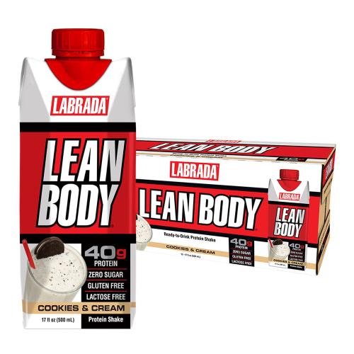 Labrada Lean Body Ready-to-Drink Protein Shake (12 x 500 ml, Galleta de Chocolate y Crema)