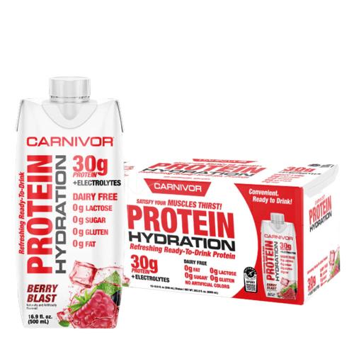 MuscleMeds Carnivor RTD Beef Protein Shake (12 Paquete, Frutas del Bosque Explosivas)