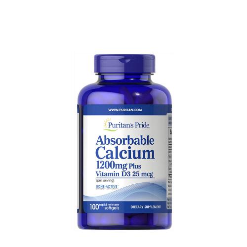 Puritan's Pride Absorbable Calcium 1200 mg with Vitamin D3 1000 IU (100 Cápsula blanda)