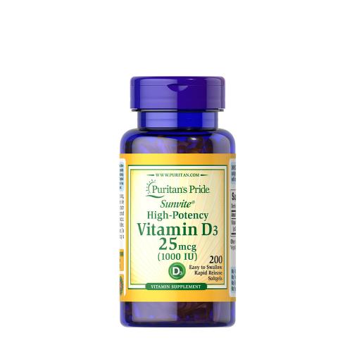 Puritan's Pride Vitamin D3 25mcg 1000 IU (200 Cápsula blanda)