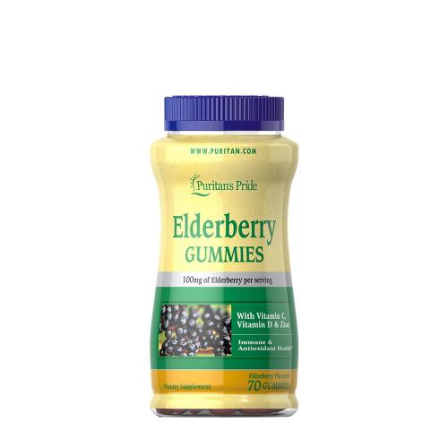 Puritan's Pride Elderberry Gummies with Vitamin C, D & Zinc (70 Gomitas, Sauco)