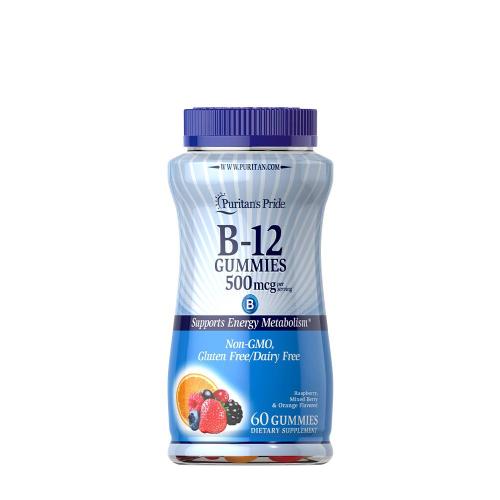 Puritan's Pride Vitamin B12 Gummies 500 mcg (60 Gomitas, Frambuesa, Frutas del Bosque y Naranja)