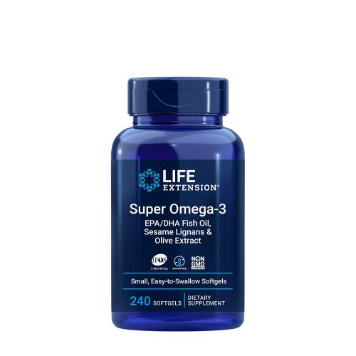 Life Extension Super Omega-3 Plus EPA/DHA Fish Oil, Sesame Lignans, Olive Extract (240 Cápsula blanda)