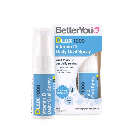 BetterYou Dlux Daily Vitamin D 1000 IU Oral Spray (15 ml, Menta Natural)