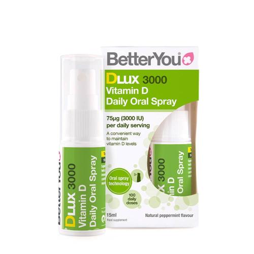 BetterYou Dlux Daily Vitamin D 3000 IU Oral Spray  (15 ml, Menta Natural)