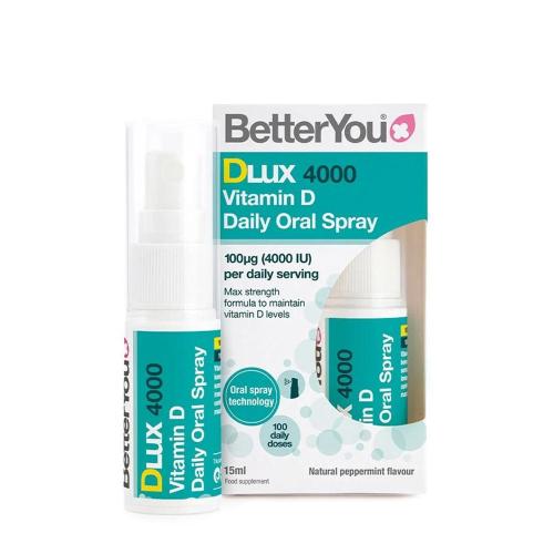 BetterYou Dlux Daily Vitamin D 4000 IU Oral Spray (15 ml, Menta Natural)