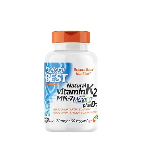 Doctor's Best Natural Vitamin K2 (MK7) 180 mcg + D3 1000 IU (60 Veggie Cápsula)