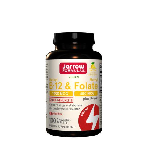 Jarrow Formulas Methyl B-12 & Methyl Folate 400 mcg (100 Tableta masticable, Limón)