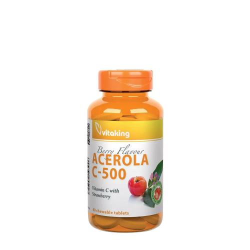 Vitaking Vitamin C-500 Acerola Raspberry (40 Tableta masticable, Fresa)