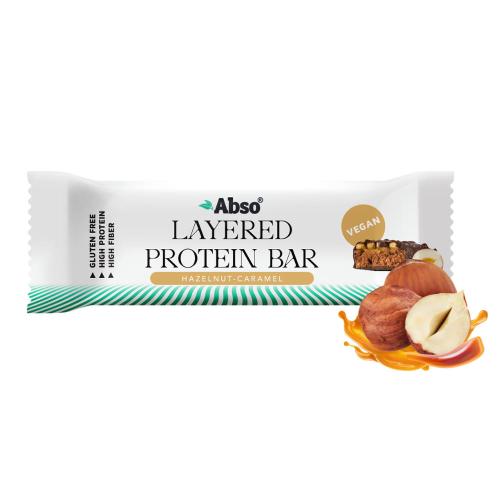 AbsoRICE AbsoBAR Layered Protein Bar - Vegan Protein Bar (50 g, Caramelo con Crema de Avellana)