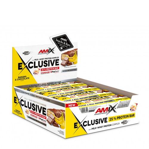 Amix Exclusive Protein Bar (12 x 85g, Plátano con Chocolate)