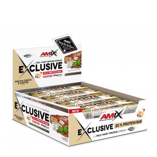 Amix Exclusive Protein Bar (12 x 85g, Moca, Chocolate y Café)