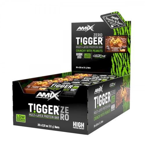 Amix TIGGER® Zero bar (20 x 60g, Chocolate Negro y Caramelo)