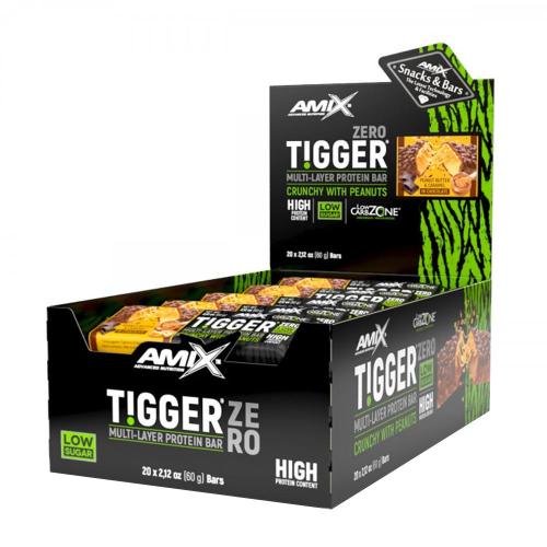 Amix TIGGER® Zero bar (20 x 60g, Mantequilla de Maní y Caramelo)