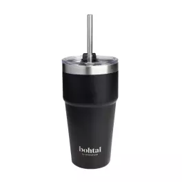   SmartShake Bohtal Double Insulated Travel Mug With Straw (600 ml, Negro)