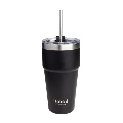 SmartShake Bohtal Double Insulated Travel Mug With Straw (600 ml, Negro)