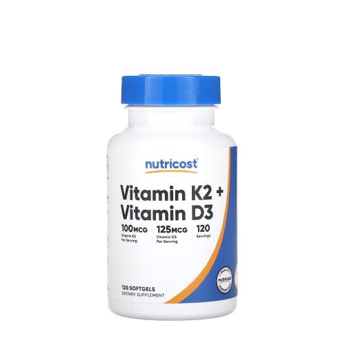 Nutricost Vitamin K2 (MK7) (100 mcg) + Vitamin D3 (5000 IU) (120 Cápsula blanda)