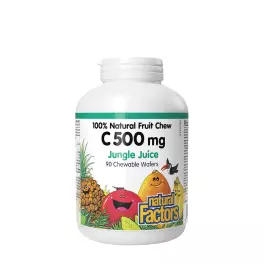   Natural Factors Vitamin C 500 mg 100% Natural Fruit Chew (90 Tableta masticable, Jungle Juice)