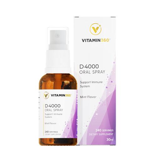 Vitamin360 D4000 IU Oral Spray (30 ml, Sabor a menta)