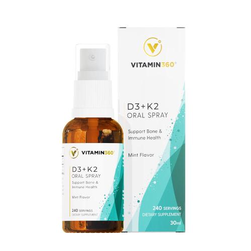 Vitamin360 D3 + K2 Oral Spray  (30 ml, Sabor a menta)
